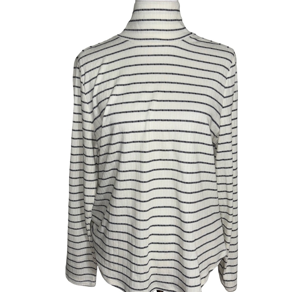 Talbots Navy White Striped Long Sleeve Top